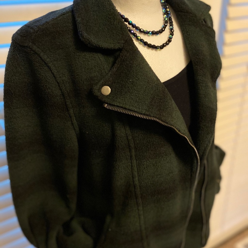 Old Navy gray/green plaid Moto jacket